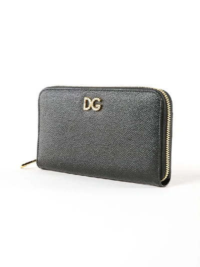 Shop Dolce & Gabbana Logo Plaque Zip-around Wallet In Nero