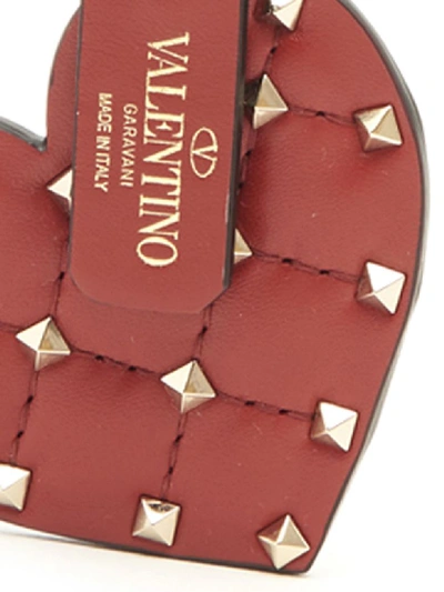 Shop Valentino Rockstud Spike Heart Keyring In Red