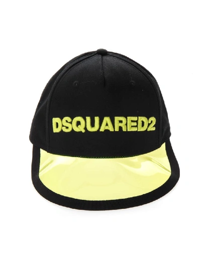 Shop Dsquared2 Black Cotton Baseball Cap With Pvc Peak In Basic