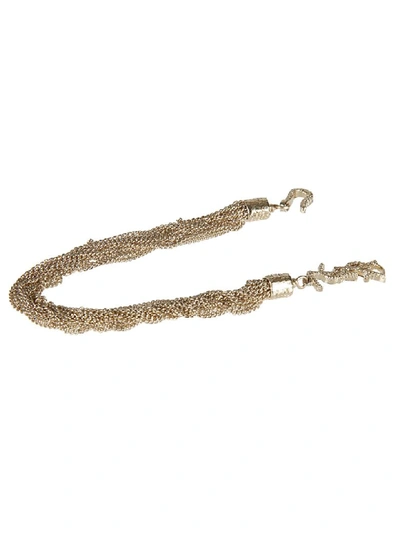 Shop Saint Laurent Lou Lou Twisted Necklace In Gold