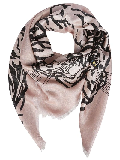 Shop Valentino Tiger Print Scarf In Beige