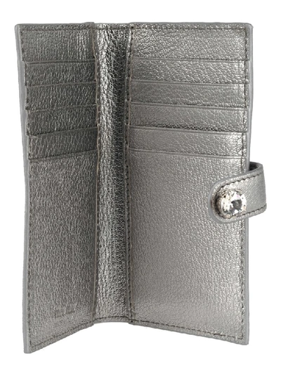 Shop Miu Miu Madras Leather Wallet In Chromo Silver
