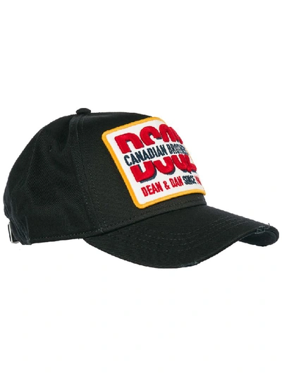 Shop Dsquared2 Adjustable Cotton Hat Baseball Cap In Nero