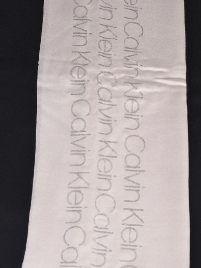 Shop Calvin Klein Logo Print Scarf In Black/white