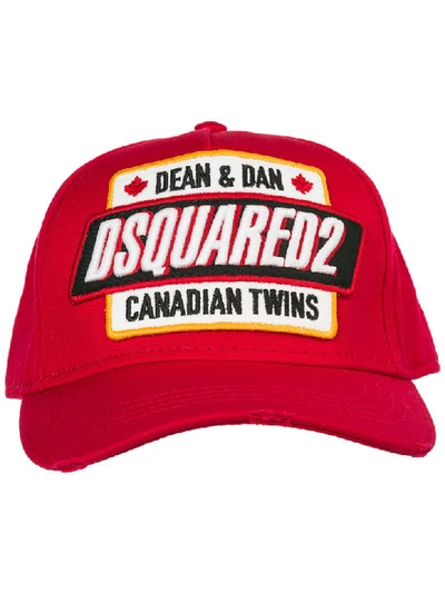 Shop Dsquared2 Canadian Twins Baseball Cap In Rosso