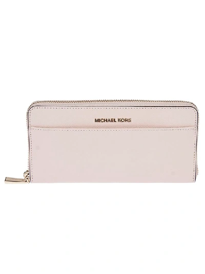 Shop Michael Kors Jet Set Travel Zip Around Wallet In Soft Pink