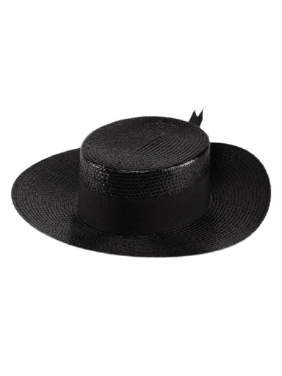 Shop Saint Laurent Canotier Hat In Black