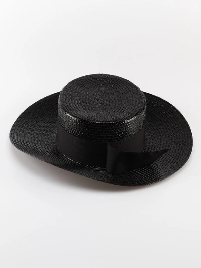 Shop Saint Laurent Canotier Hat In Black