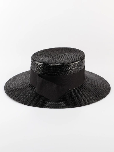 Shop Saint Laurent Canotier Hat In Black