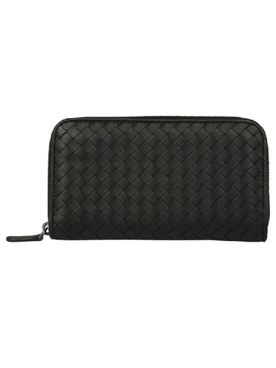 Shop Bottega Veneta Nappa Crossbody Zip Wallet In Black