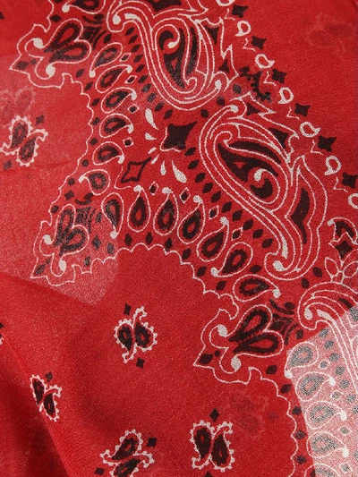 Shop Saint Laurent Bandana Print Scarf In Red Ivory