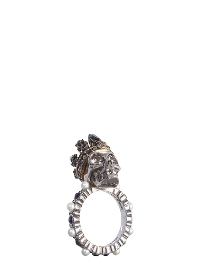 Shop Alexander Mcqueen Skull Ring In Multicolor