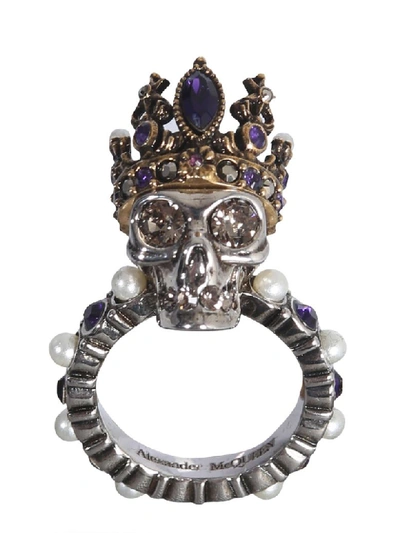 Shop Alexander Mcqueen Skull Ring In Multicolor