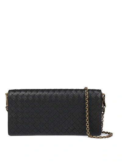 Shop Bottega Veneta Chain Wallet In Black