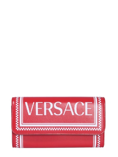 Shop Versace Wallet With Logo Print In Rosso
