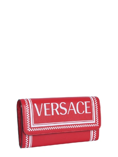 Shop Versace Wallet With Logo Print In Rosso