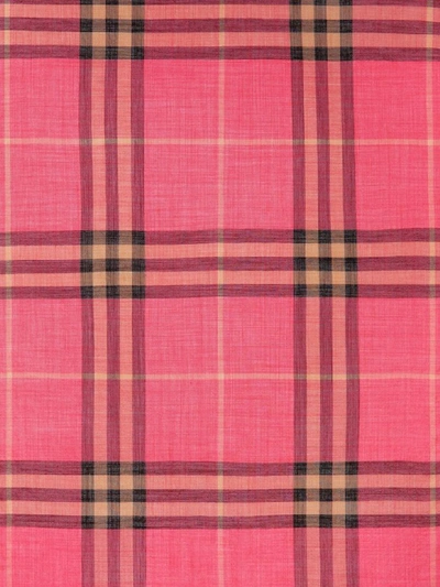 Shop Burberry Lightweight Check Scarf In Rose Pink