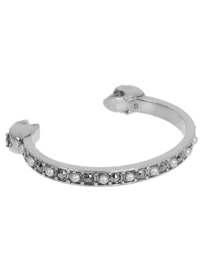 Shop Alexander Mcqueen Twin Skull Bracelet In +jet+gr+l.grey P