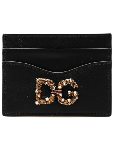 Shop Dolce & Gabbana Dg Pearl Card Holder In Nero