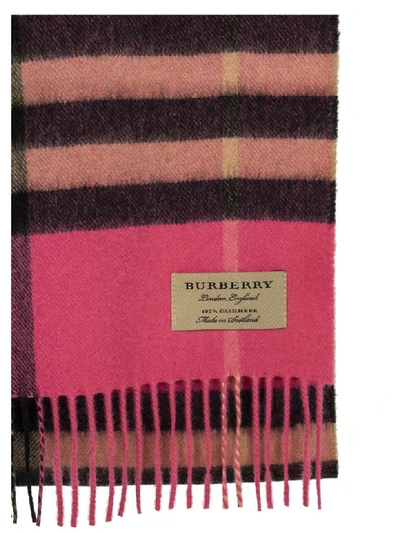 Shop Burberry The Classic Checked Scarf In Bright Rose