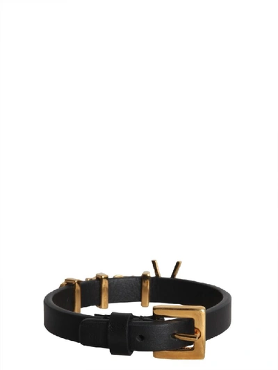 Shop Versace Bracelet With Lettering Logo In Nero