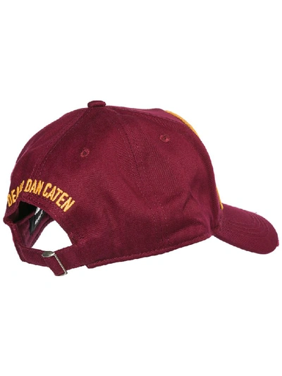 Dsquared2 Burgundy Cotton Baseball Cap With Logo Patch In Burgundy