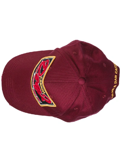 Dsquared2 Burgundy Cotton Baseball Cap With Logo Patch In Burgundy