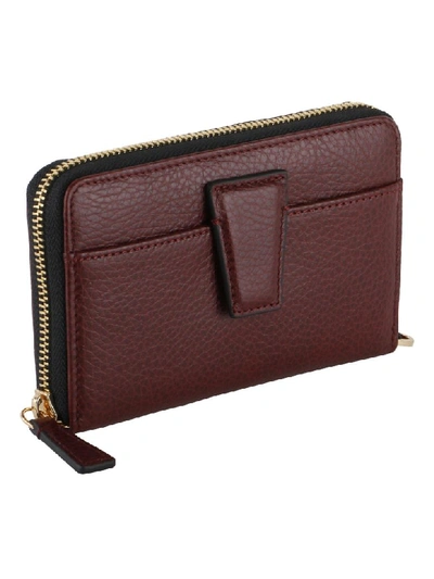 Shop Gianni Chiarini Merlot Grained Leather Wallet In Bordeaux