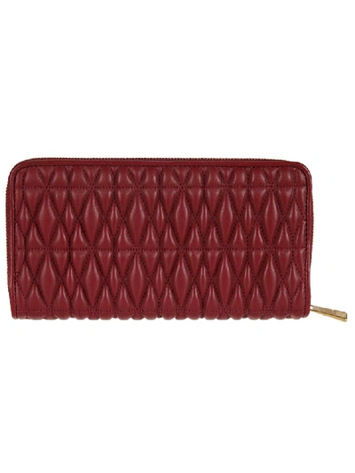 Shop Furla Quilted Zip Around Wallet In Cherry