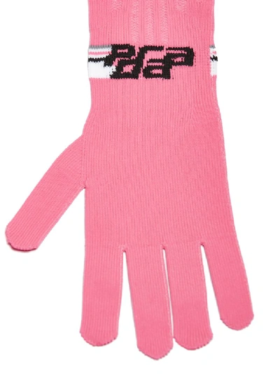 Shop Prada Gloves In Rosa Fluo Bianco