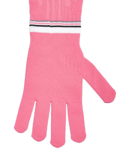 Shop Prada Gloves In Rosa Fluo Bianco