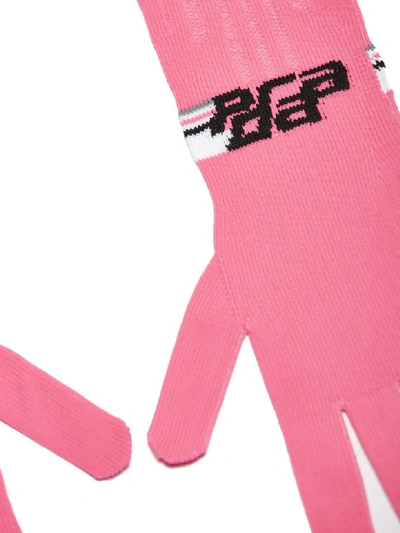 Shop Prada Gloves In Rosa Fluo Bianco