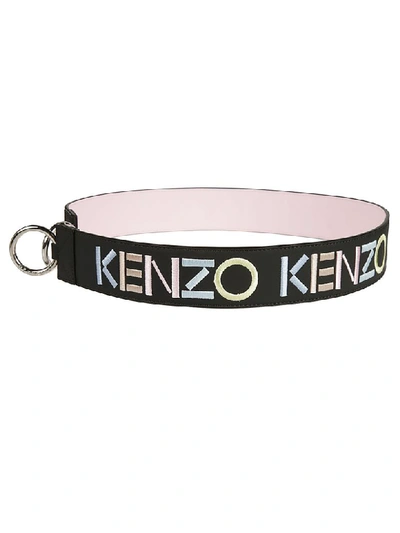 Shop Kenzo Logo Embroidered Bag Strap In Black