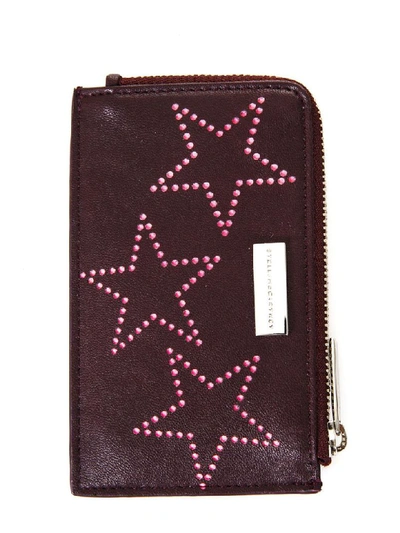 Shop Stella Mccartney Burgundy Faux Leather Wallet With Stars
