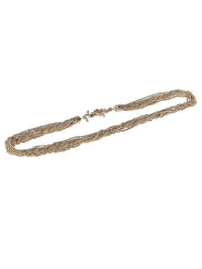 Shop Saint Laurent Loulou Close Fitting Necklace In Light Gold