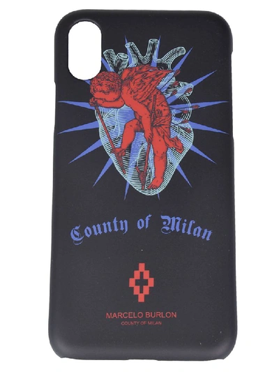 Shop Marcelo Burlon County Of Milan Heart Iphone X Case In Black/multicolor