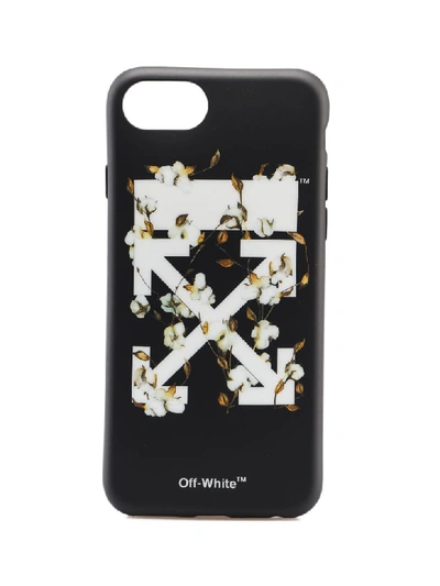 Shop Off-white Cotton Print Iphone 8 Case In Black White