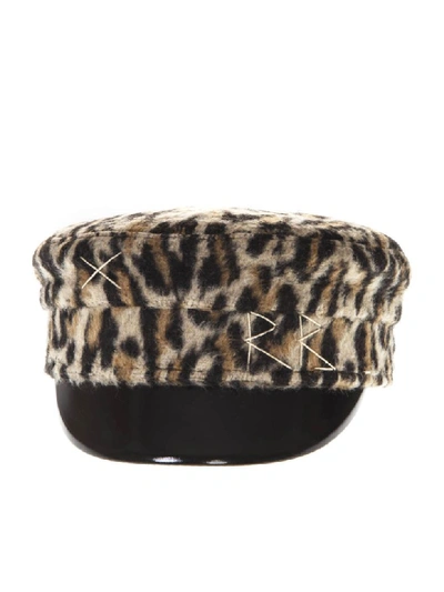 Shop Ruslan Baginskiy Leopard Baker Boy Hat In Wool In Multicolor