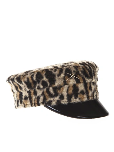 Shop Ruslan Baginskiy Leopard Baker Boy Hat In Wool In Multicolor