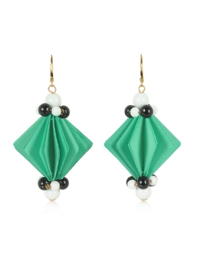 Shop Marni Plastic Earrings W/beads In Mint Green