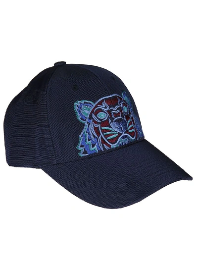 Shop Kenzo Tiger Canvas Cap In Blue