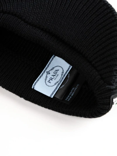 Shop Prada Ribbed Visor Headband In Nero