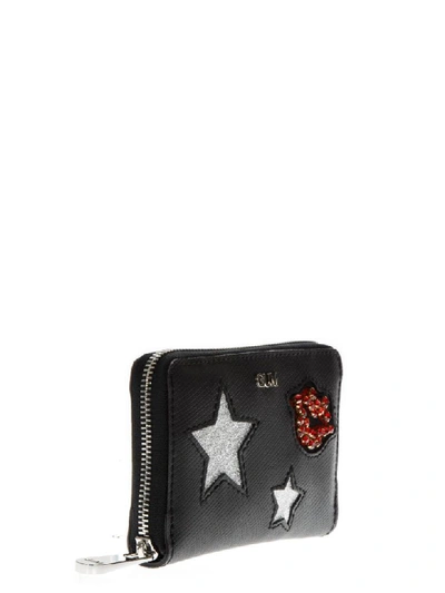 Shop Gianni Chiarini Black Wallet With Glittered Decorations Applied