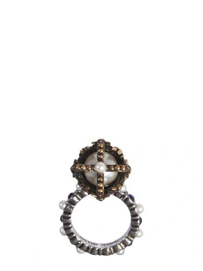 Shop Alexander Mcqueen Skull Ring In Multicolor