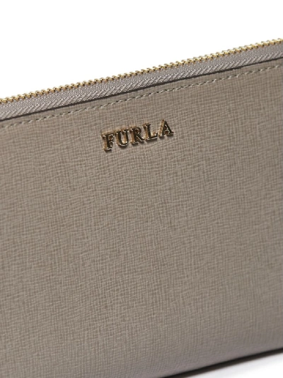 Shop Furla Logo Zip Around Wallet In Tortora