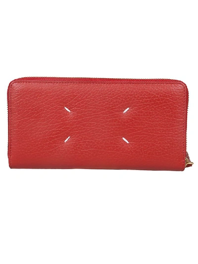 Shop Maison Margiela Textured Zip Around Wallet In Red