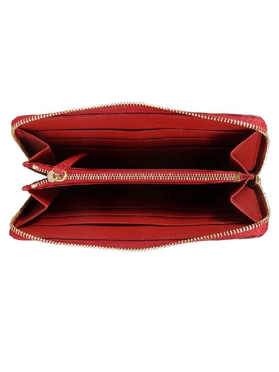Shop Maison Margiela Textured Zip Around Wallet In Red