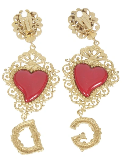 Shop Dolce & Gabbana Heart Logo Earrings In Gold