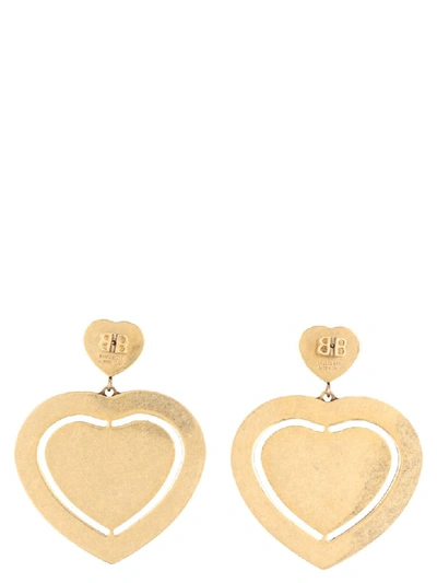 Shop Balenciaga Casino Earp Heart Earrings In Red