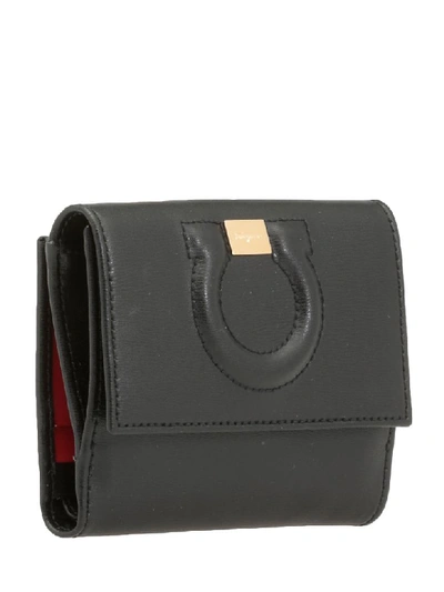 Shop Ferragamo Leather Wallet In Nero / Lipstick